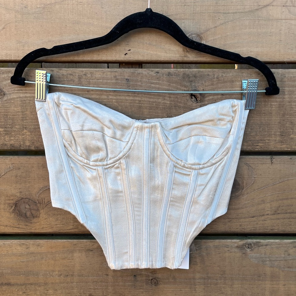 NWT Bardot corset top, cropped length, champagne color, size XS